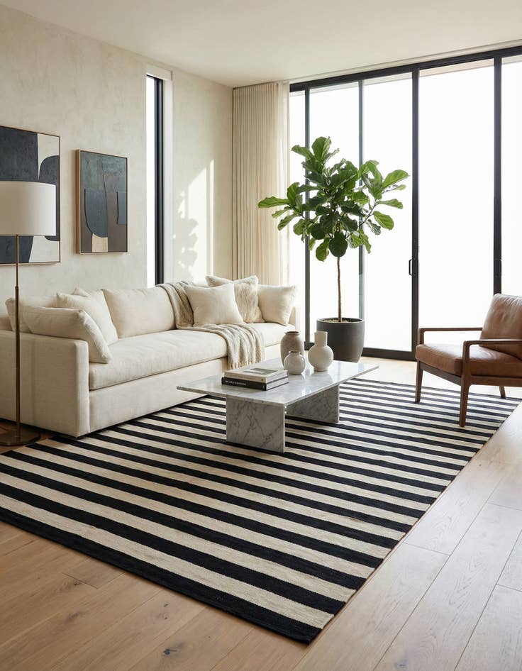 Detail image of 6' 10 x 9' 9  Hand Woven Kilim Modern Wool Rug