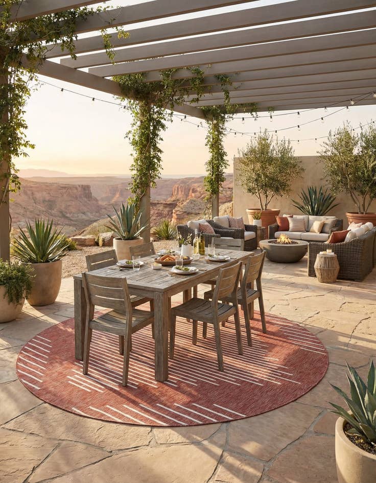 Detail image of 10' 8 x 10' 8  Washable Modern Indoor / Outdoor Round Rug