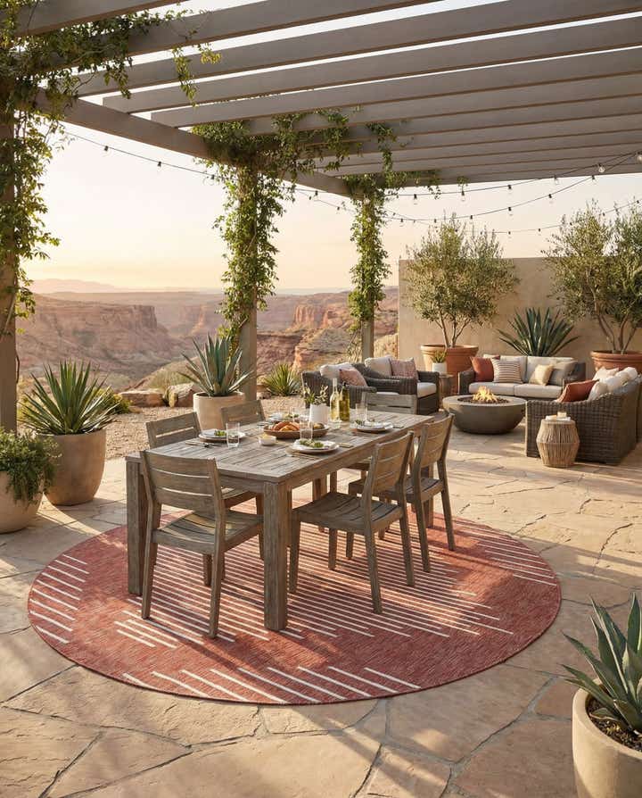 10' 8 x 10' 8 Easy-Clean Modern Indoor / Outdoor Round Rug