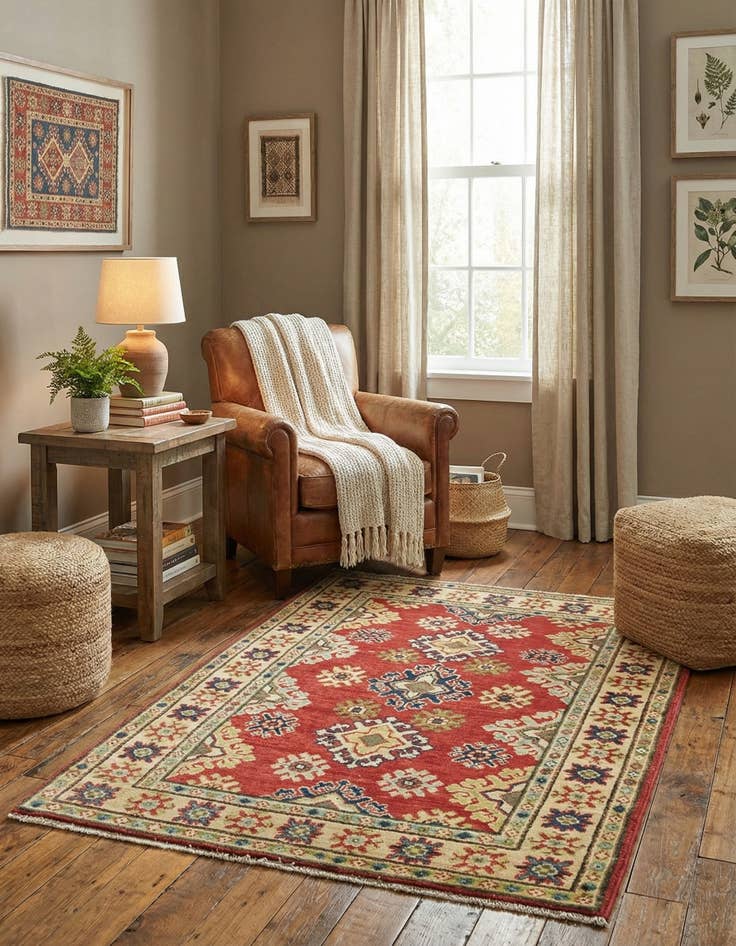 Detail image of 2' 10 x 4' Hand Knotted Kazak Rug