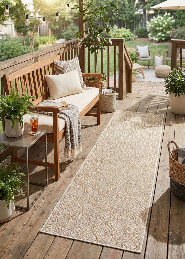 2' 7 x 10' Easy-Clean Trellis Indoor / Outdoor Runner Rug