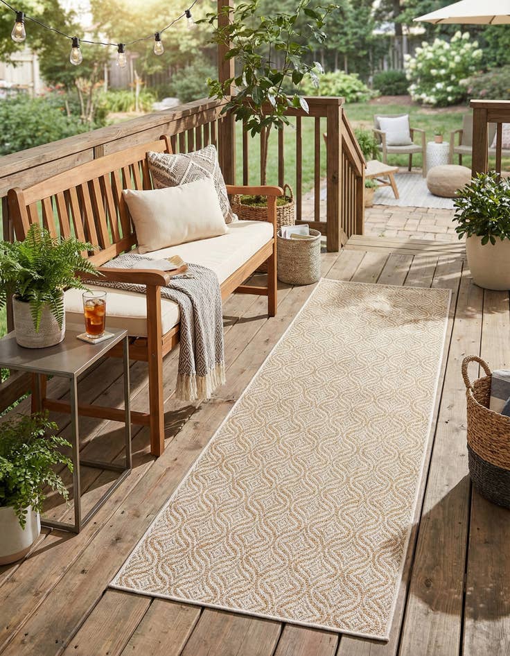 Detail image of 2' 7 x 10'  Washable Trellis Indoor / Outdoor Runner Rug