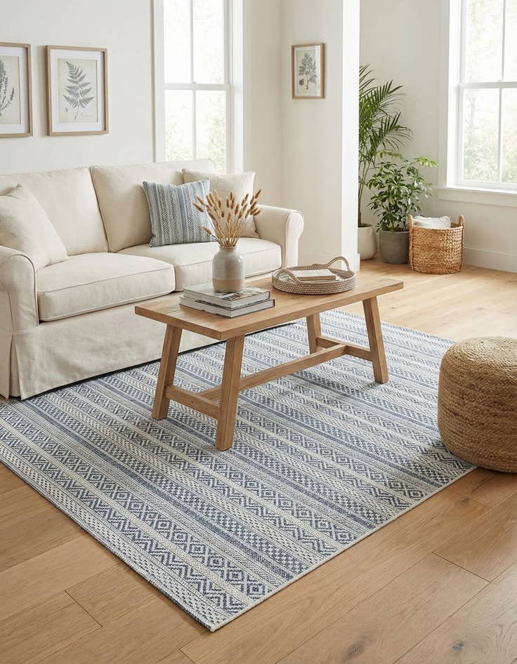 Detail image of 4' x 6'  Washable Striped Indoor / Outdoor Rug