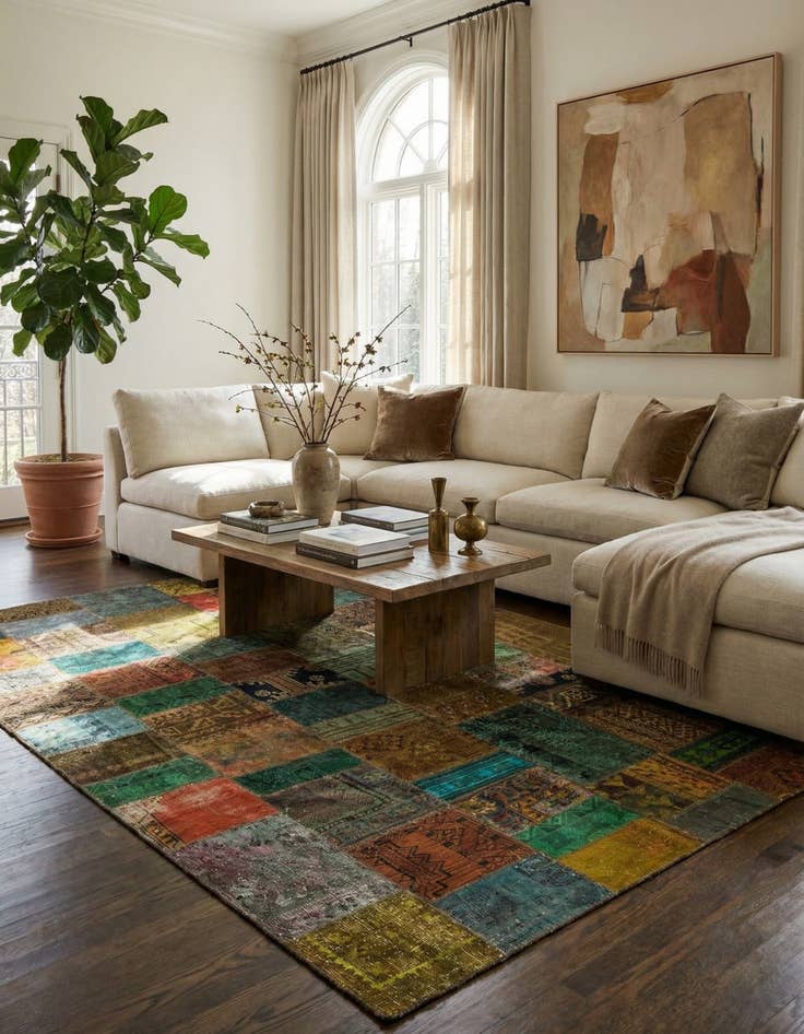 Detail image of  6' 8 x 9' 9  Hand Knotted Ultra Vintage Persian Wool Rug