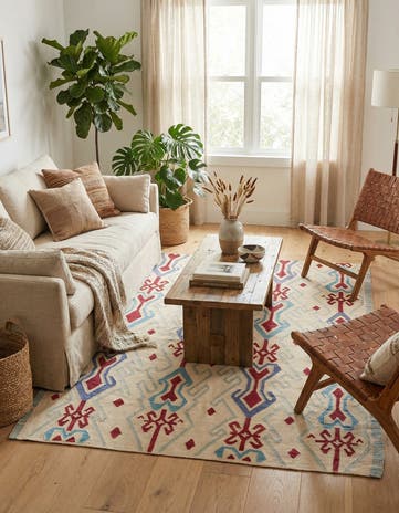 6' x 7' 4 Hand Woven Kilim Modern Wool Rug