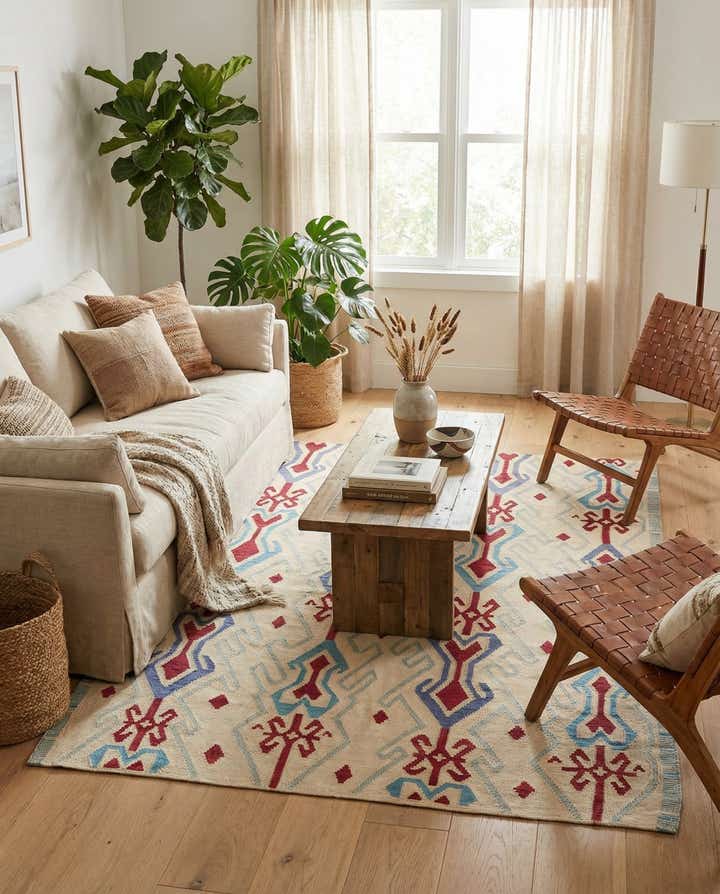 6' x 7' 4 Hand Woven Kilim Modern Wool Rug