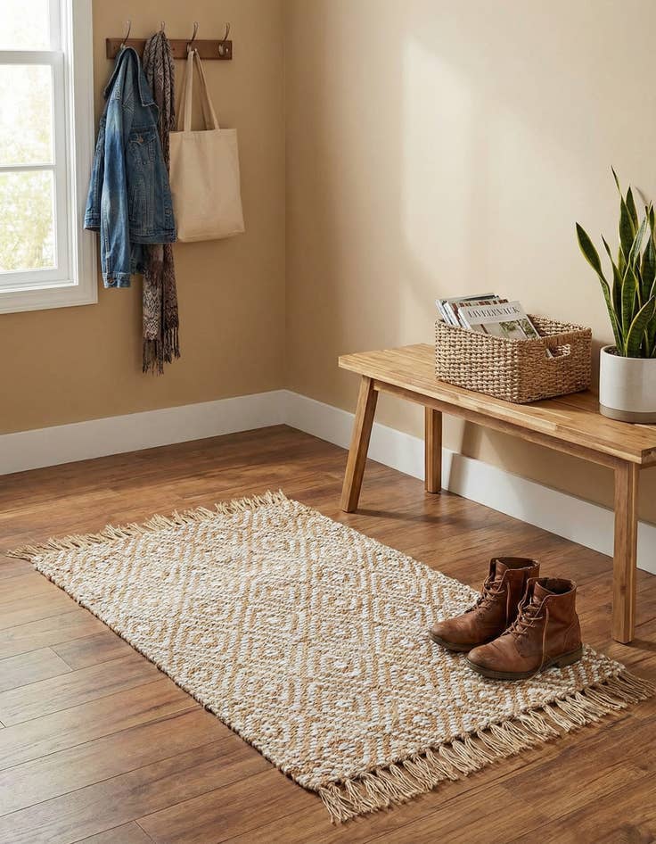 Detail image of 2' x 3' 1  Hand Woven Braided Jute Rug
