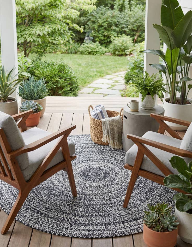 Detail image of  5' 3 x 5' 3  Hand Woven Eco Verse   Washable Indoor / Outdoor Round Rug