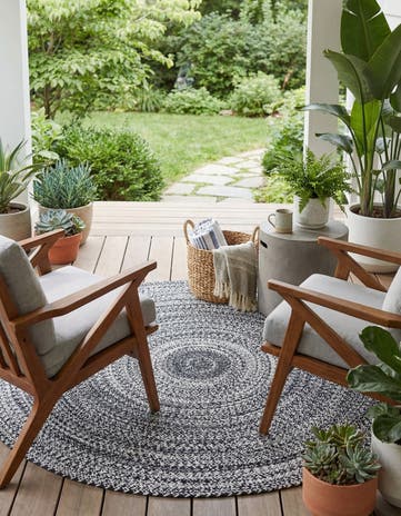 5' 3 x 5' 3 Easy-Clean Eco Verse Washable Indoor / Outdoor Round Rug