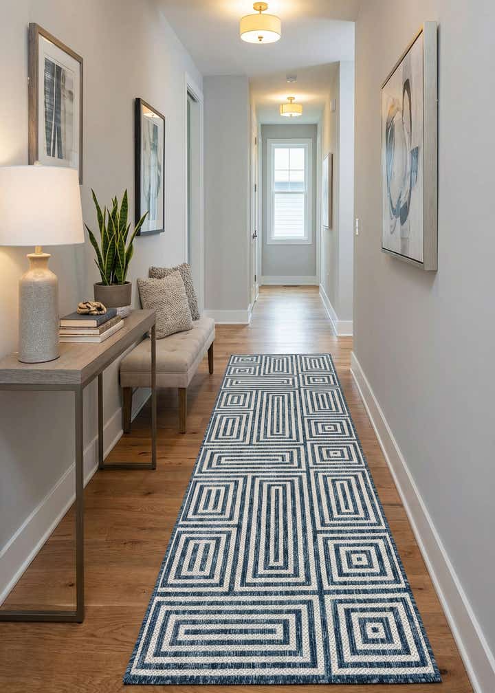2' 7 x 12' Easy-Clean Modern Indoor / Outdoor Runner Rug