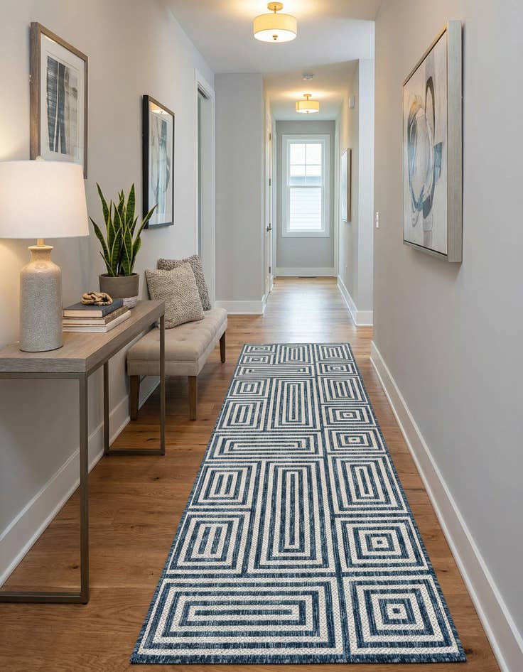 Detail image of 2' 7 x 12' Easy-Clean Modern Indoor / Outdoor Runner Rug