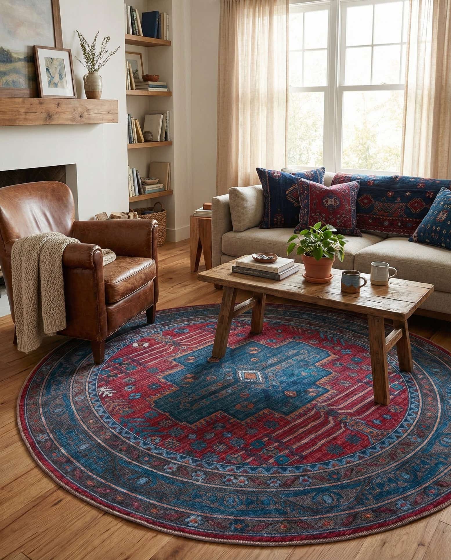 220cm x 220cm Washable Mangata Round Rug