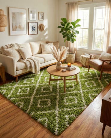  10' x 10' Lattice Shag Square Rug