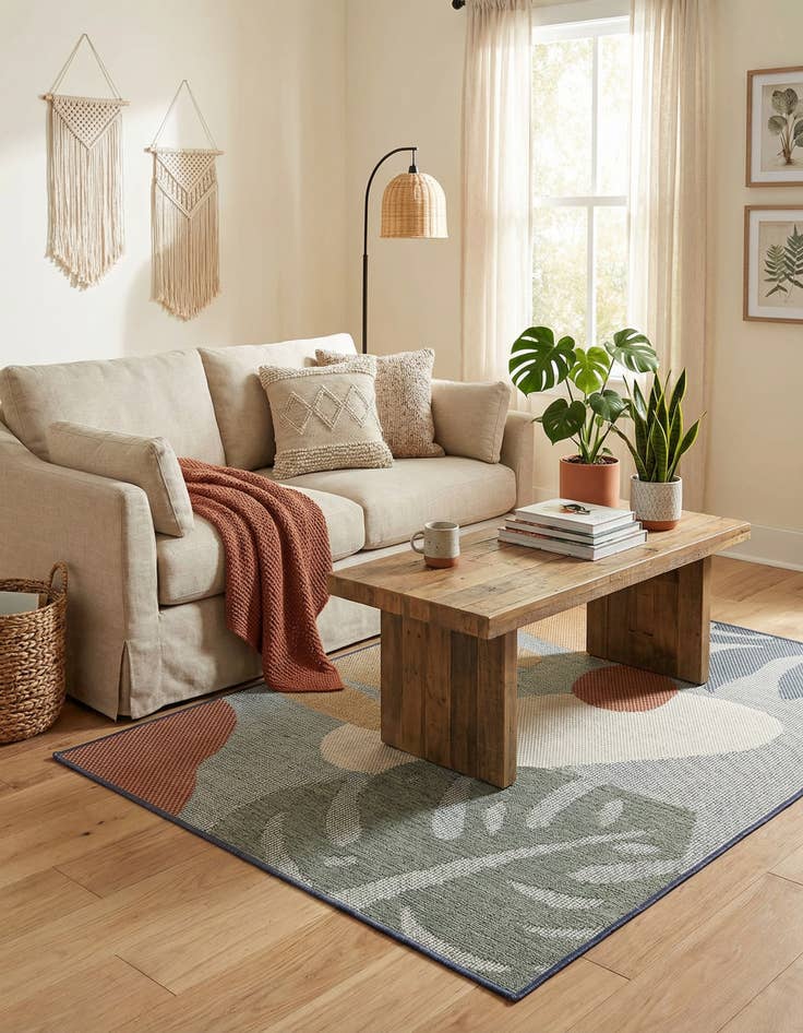 Detail image of  4' 1 x 6' 1  Washable Baja Indoor / Outdoor Rug