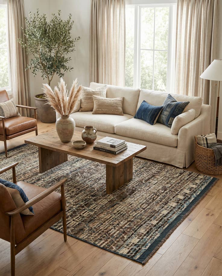 Detail image of 4' 10 x 6' 9 Hand Knotted Moroccan Wool Rug