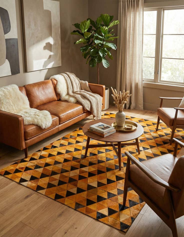 Detail image of 5' 1 x 7' 11 Cowhide Stocks Rug