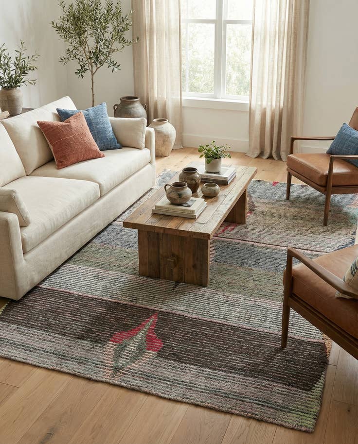 Detail image of 4' 10 x 7' 10 Hand Knotted Moroccan Wool Rug