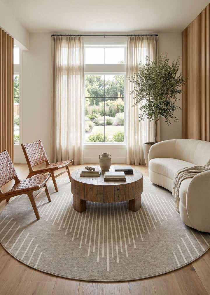 13' x 13' Easy-Clean Modern Indoor / Outdoor Round Rug