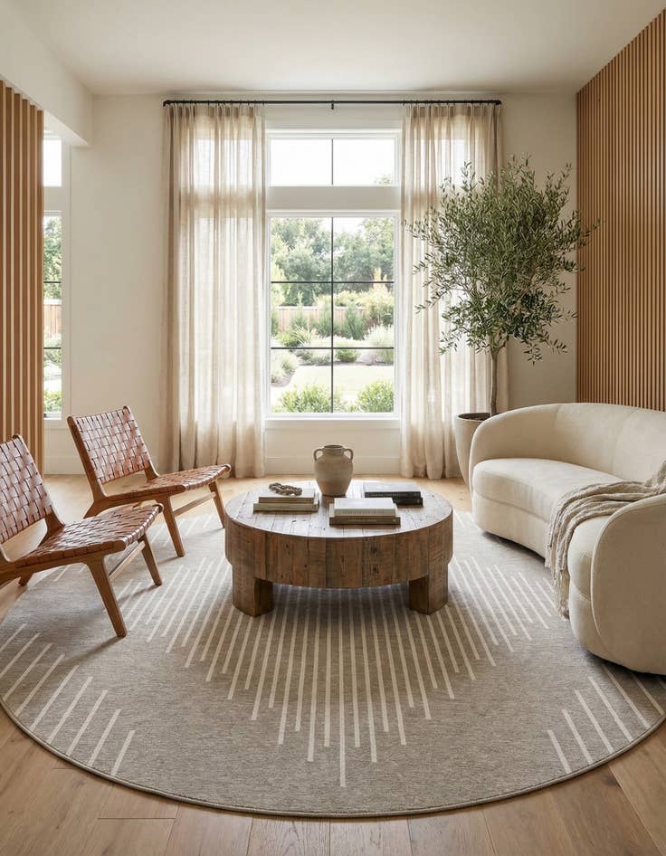 Detail image of 13' x 13' Easy-Clean Modern Indoor / Outdoor Round Rug