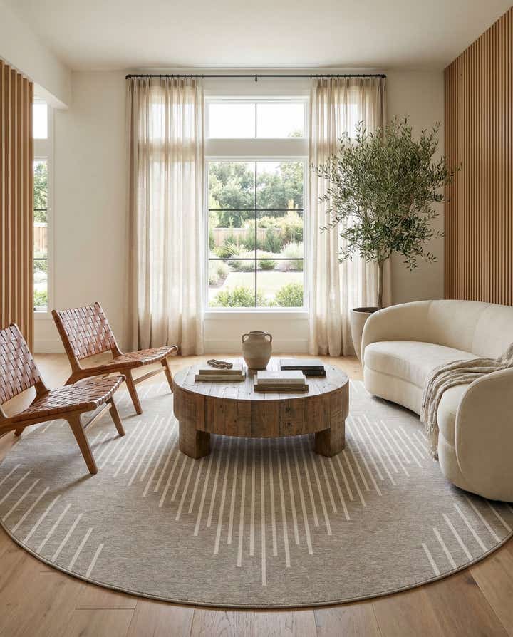 13' x 13' Easy-Clean Modern Indoor / Outdoor Round Rug