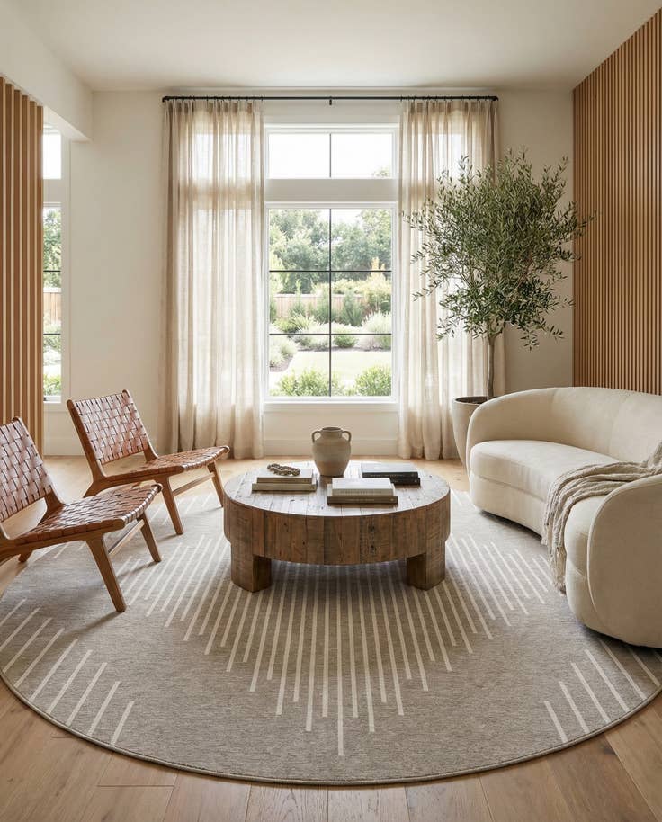 Detail image of 13' x 13' Easy-Clean Modern Indoor / Outdoor Round Rug