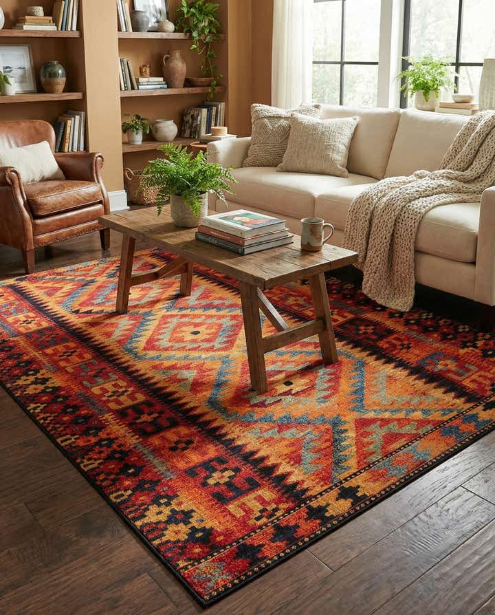 6' x 9' Easy-Clean Tribal Indoor / Outdoor Rug
