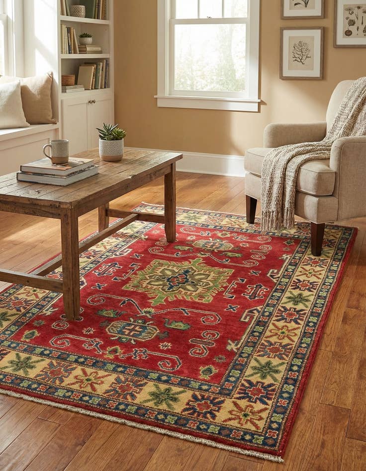 Detail image of 3' 4 x 5'  Hand Knotted Kazak Rug