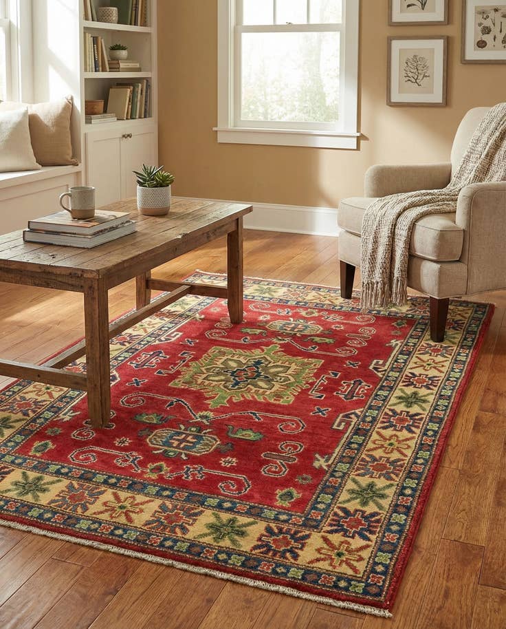 Detail image of 3' 4 x 5' Hand Knotted Kazak Rug