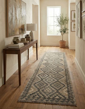2' 8 x 9' 10 Hand Woven Kilim Maymana Wool Runner Rug