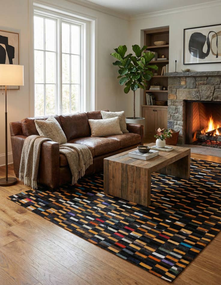 Detail image of  5' 2 x 7' 11 Cowhide - Patchwork Rug