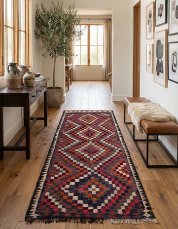 5' x 9' 6 Hand Woven Kilim Fars Wool Runner Rug