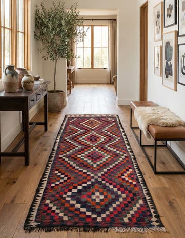 5' x 9' 6 Hand Woven Kilim Fars Wool Runner Rug