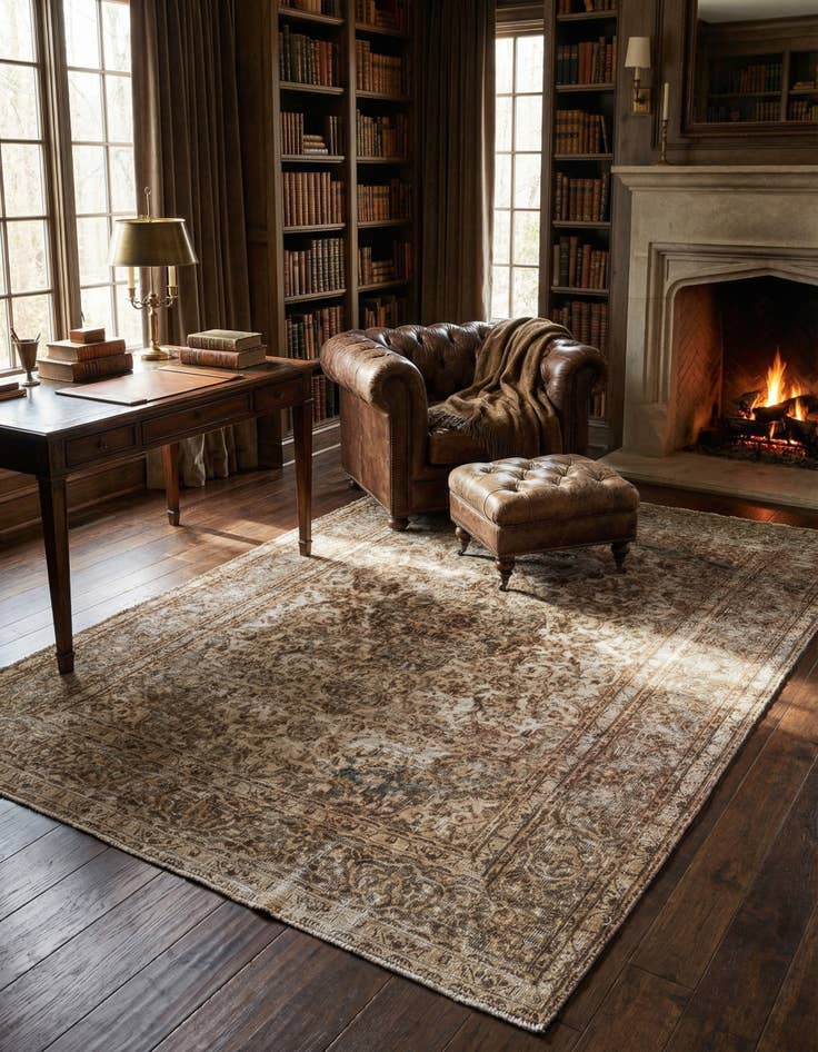 Detail image of 6' 3 x 10'  Hand Knotted Ultra Vintage Persian Wool Rug