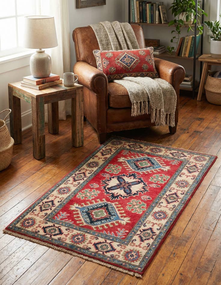 Detail image of 2' 6 x 4' 2  Hand Knotted Kazak Rug