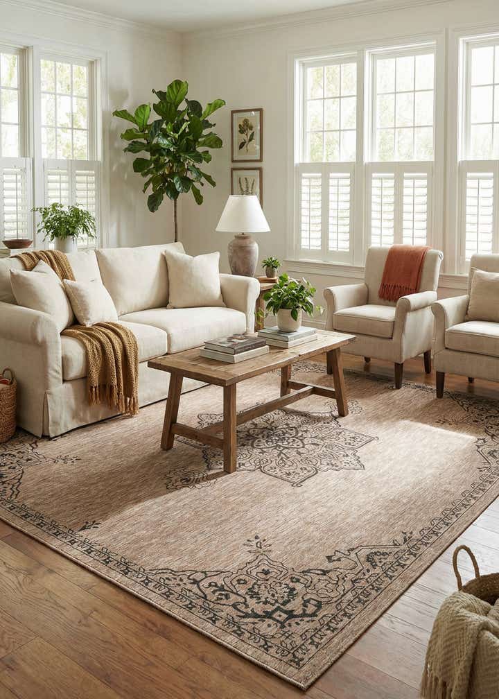 10' x 13' Easy-Clean Traditional Indoor / Outdoor Rug