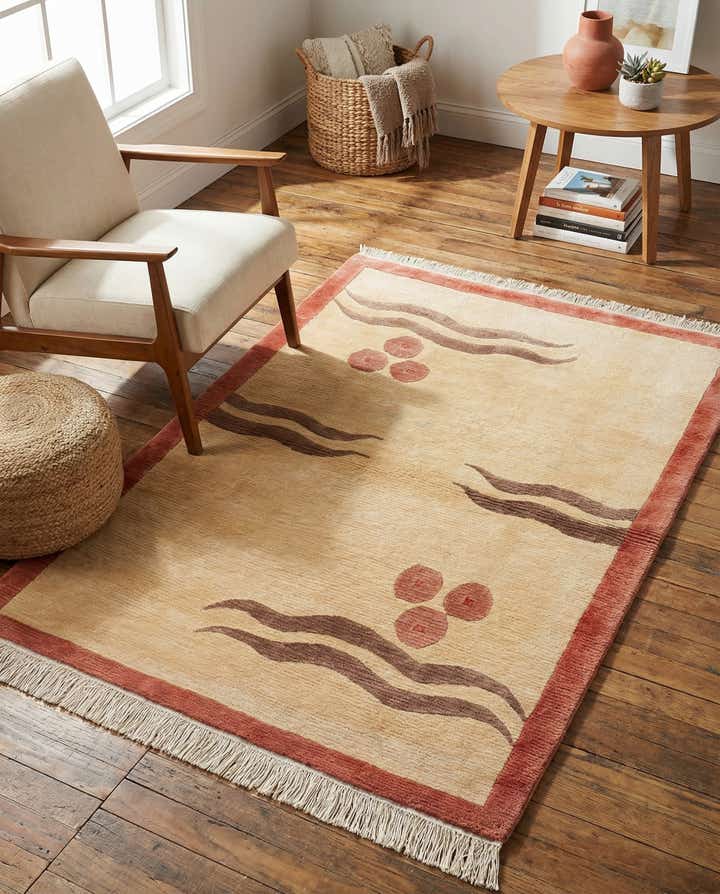 3' 4 x 4' 10 Hand Knotted Nepal Wool Rug