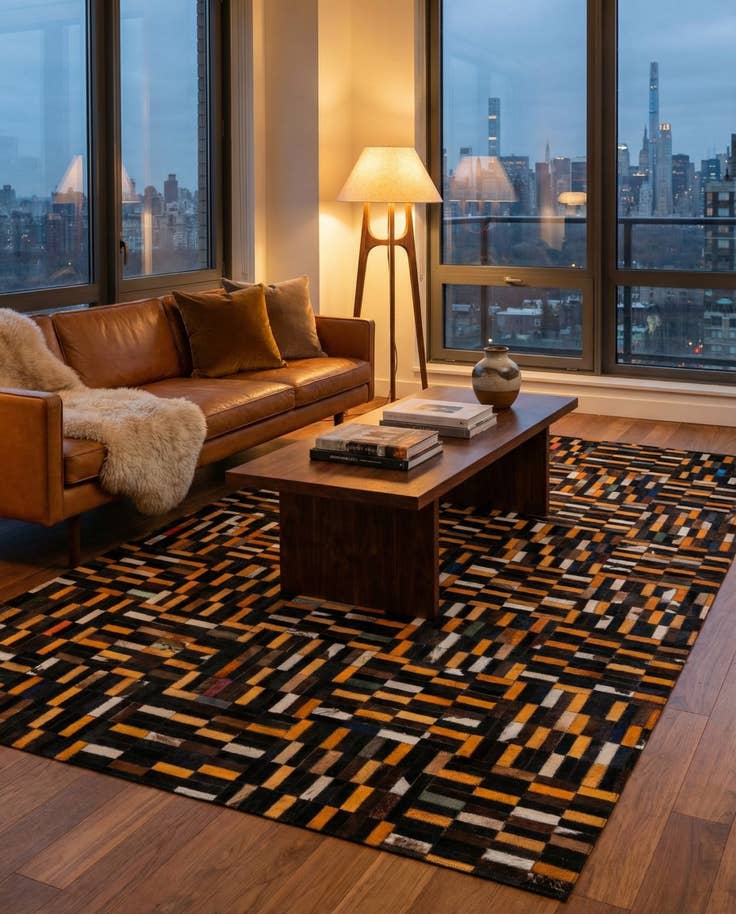 Detail image of 5' x 7' 11 Cowhide - Patchwork Rug