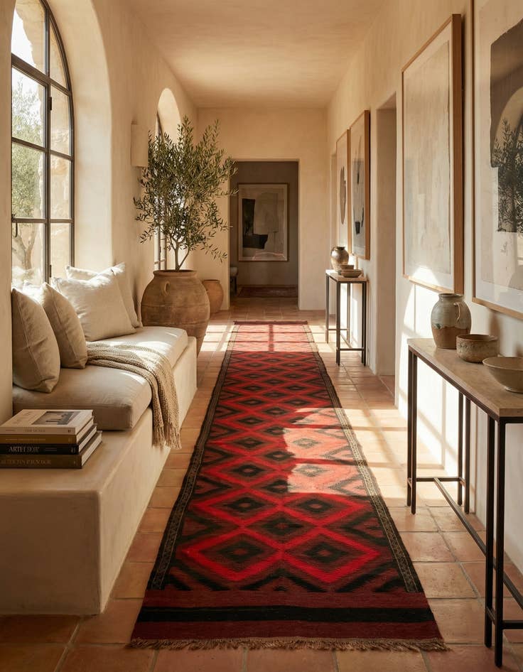 Detail image of 4' 2 x 14' 4  Hand Woven Kilim Fars Wool Runner Rug