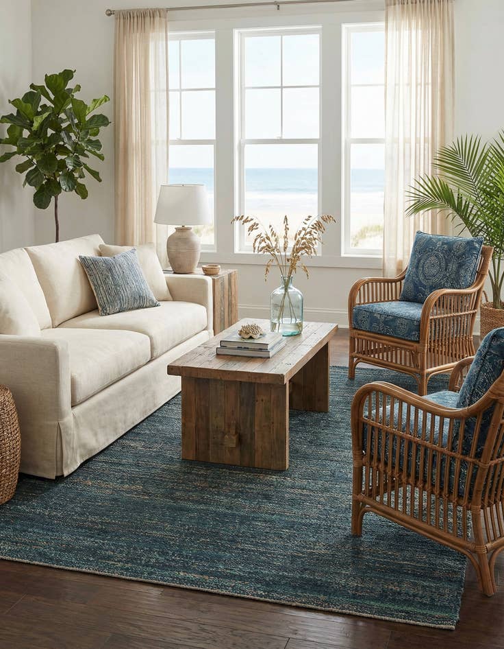 Detail image of 6' 1 x 9'  Hand Woven Palm Beach Jute Rug