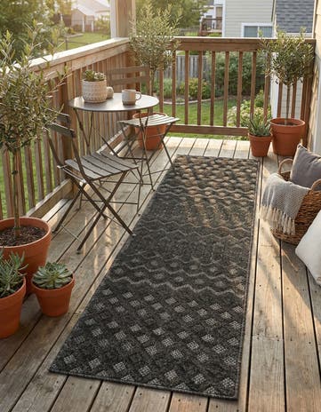 2' x 8' Easy-Clean Trellis Textured Indoor / Outdoor Runner Rug