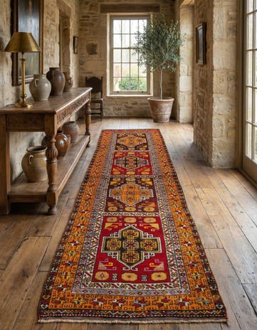 4' 4 x 15' 4 Hand Knotted Anatolian Oriental Wool Runner Rug