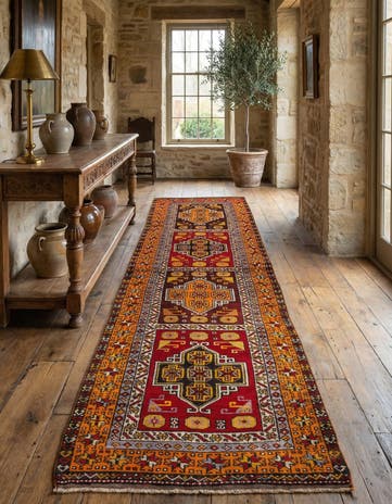 4' 4 x 15' 4 Hand Knotted Anatolian Oriental Wool Runner Rug