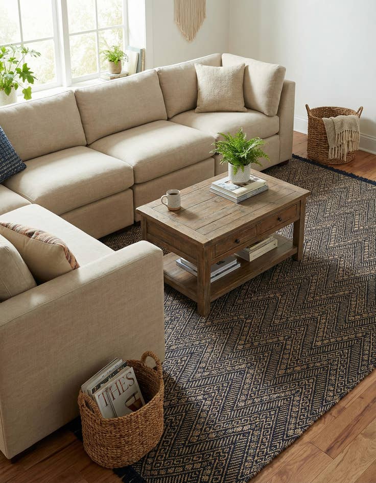 Detail image of 9' x 12'  Hand Braided Jute Rug