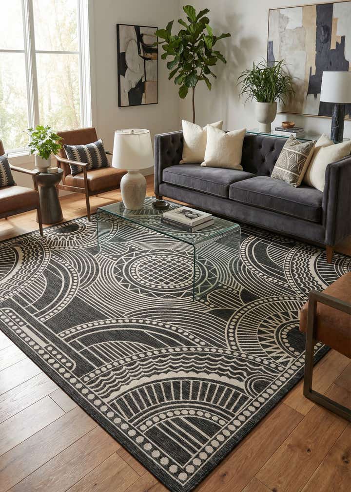 10' x 10' Easy-Clean Traditional Indoor / Outdoor Square Rug