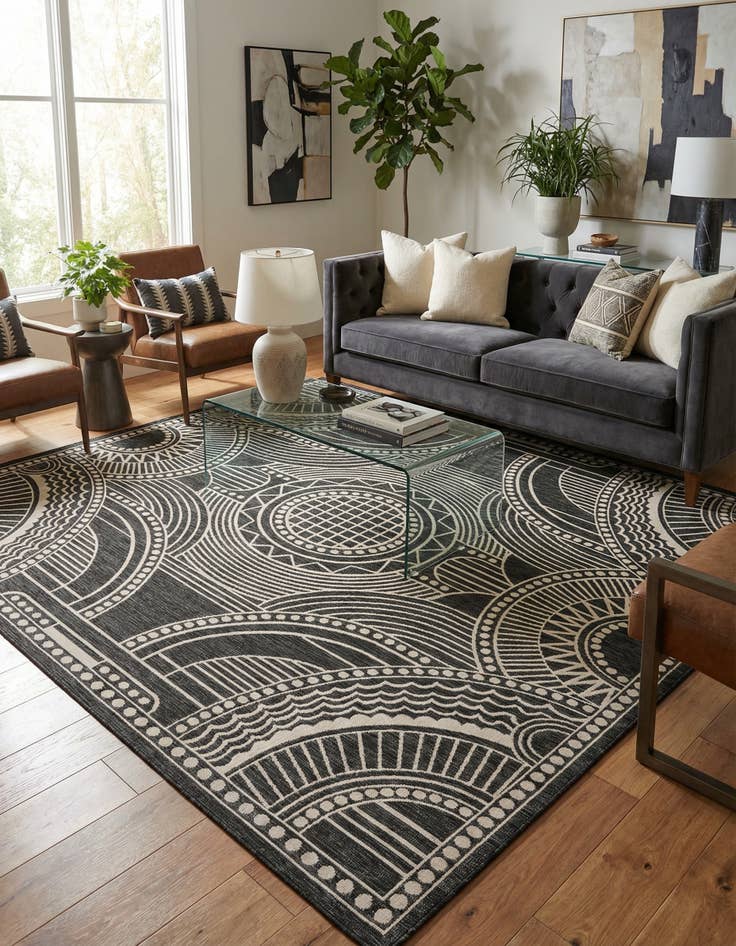 Detail image of  10' x 10'  Washable Traditional Indoor / Outdoor Square Rug