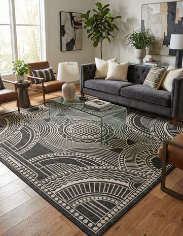 10' x 10' Easy-Clean Traditional Indoor / Outdoor Square Rug