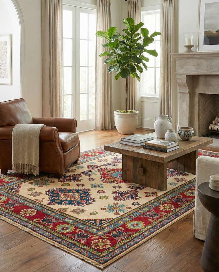 5' 8 x 8' 1 Hand Knotted Kazak Rug