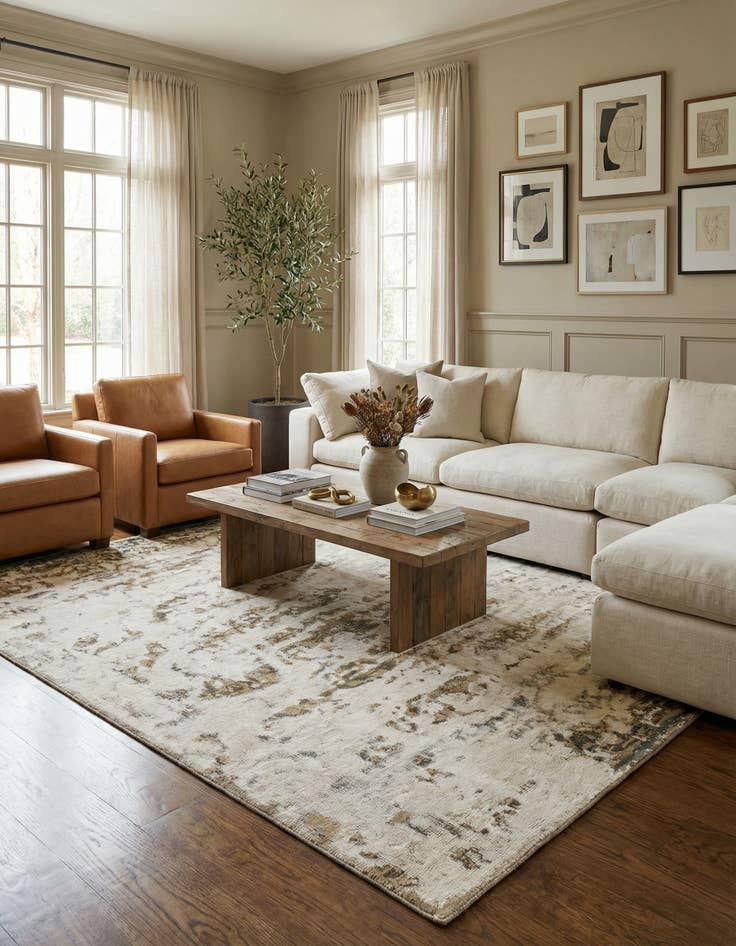 Detail image of 4' 7 x 4' 10  Hand Knotted Ultra Vintage Persian Wool Square Rug