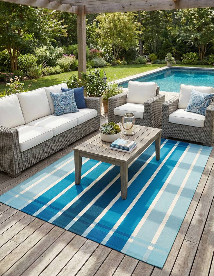 Detail image of  5' 3 x 8'  Washable Ribbon Indoor / Outdoor Rug