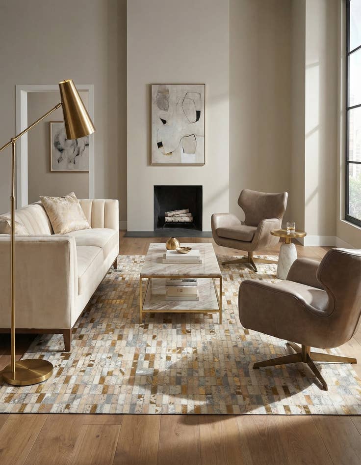 Detail image of  5' 1 x 8' 3 Cowhide - Patchwork Rug